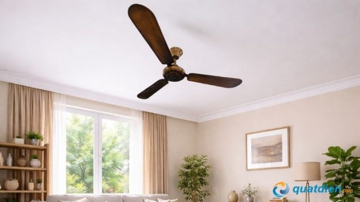 Quạt trần điện cơ Vinawind Thống Nhất mạ màu đồng nổi bật