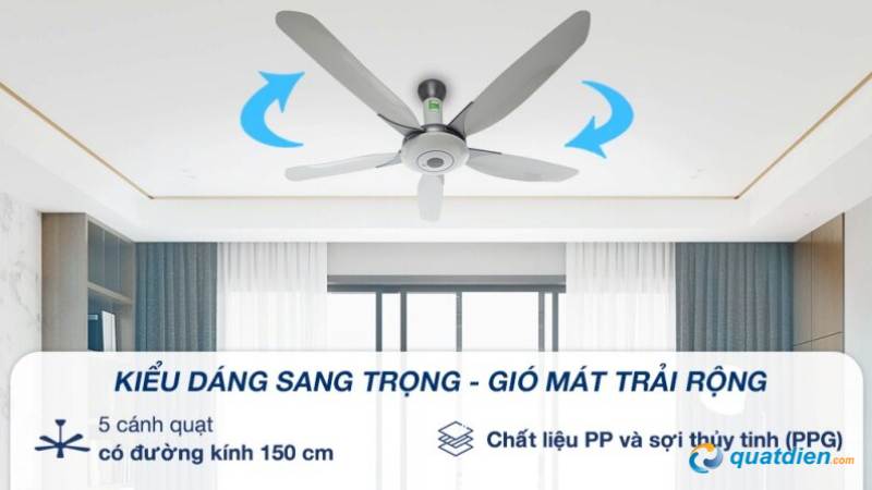 Thiết kế tối giản giúp quạt KDK phù hợp nhiều nội thất