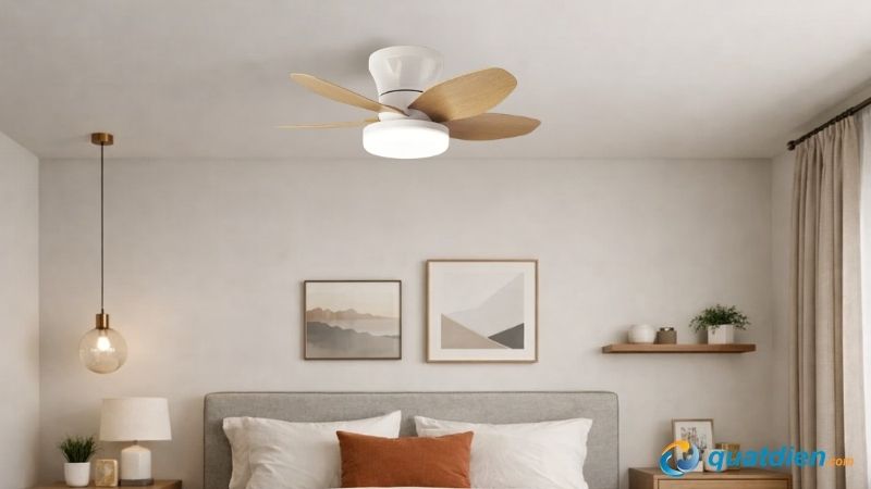 Quạt trần kích thước nhỏ HD-186/GN cánh giả gỗ đơn giản cổ điển