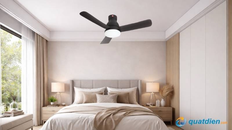 Quạt trần đèn KDK U48FP thiết kế mini hiện đại cho phòng ngủ yên tĩnh