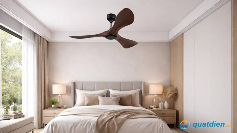 Mẫu quạt trần HD-186/GN cánh giả gỗ phù hợp căn hộ trần thấp