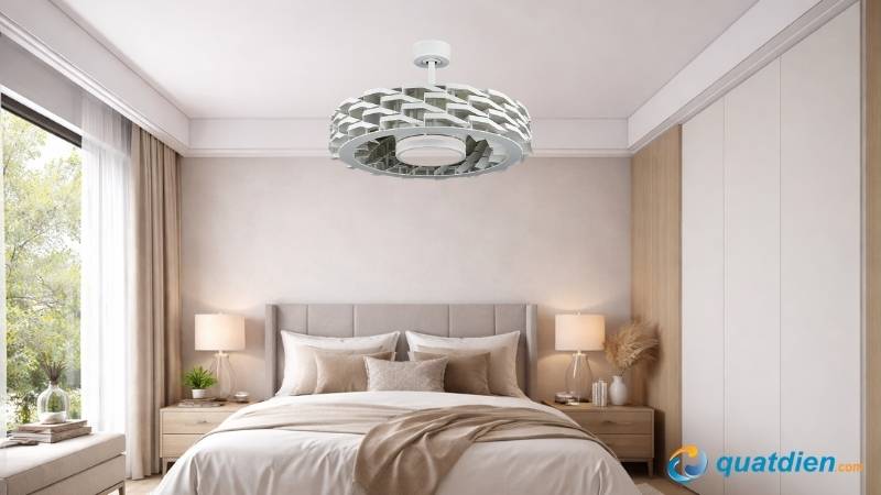 Quạt trần nhỏ cho phòng ngủ không cánh  Benny Firenze BF-C73BLS-W thiết kế độc đáo hiện đại