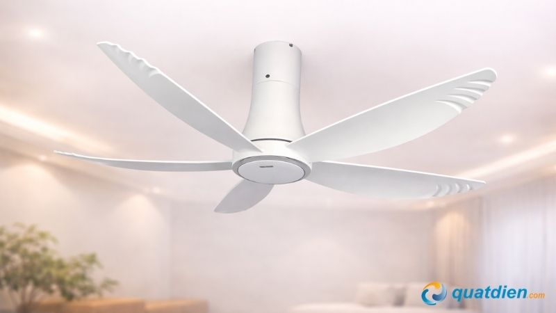 Mẫu quạt trần thương hiệu Nanoco 5 cánh thiết kế màu trắng