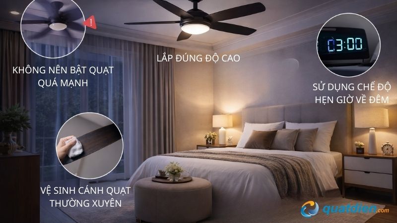 Hẹn giờ quạt trần giúp giấc ngủ sâu và không bị lạnh về đêm