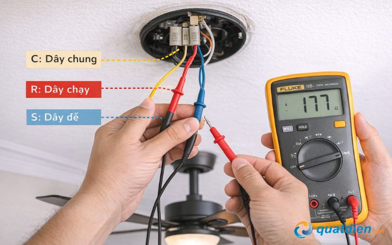 Dùng đồng hồ đo điện xác định 3 dây chính