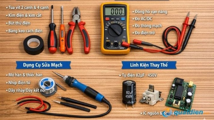 Các dụng cụ cần có khi sửa chữa quạt trần Panasonic