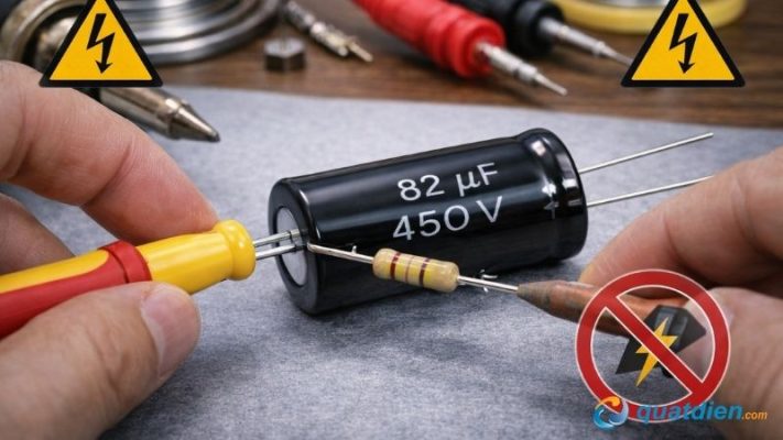 xả điện của tụ điện để tránh bị giật