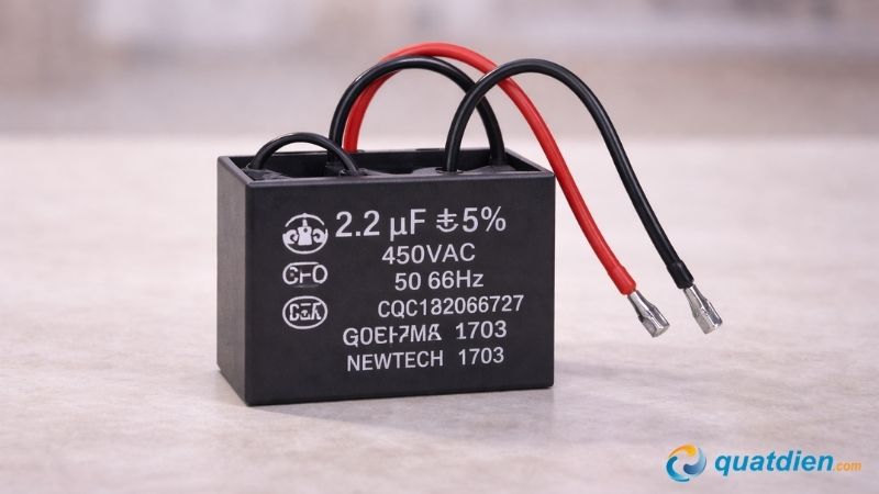 Tụ điện của quạt trần thường thấy của các mẫu quạt