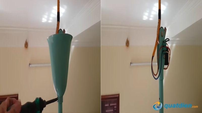 Tháo nắp chụp trần và kiểm tra tụ điện bằng mắt thường