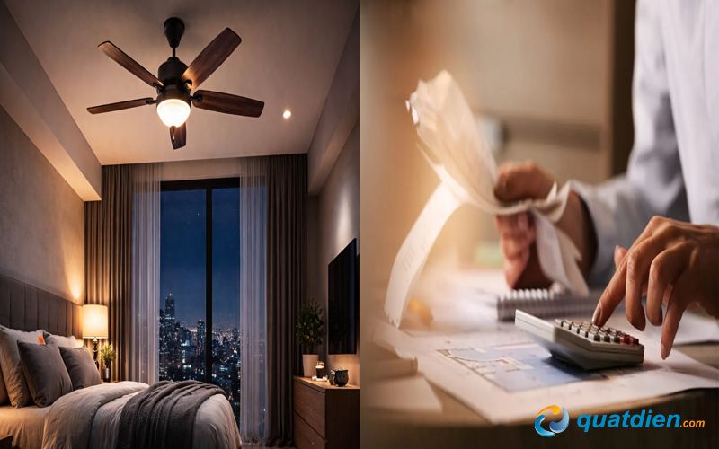 Tính chi phí điện khi sử dụng quạt trần trong một đêm