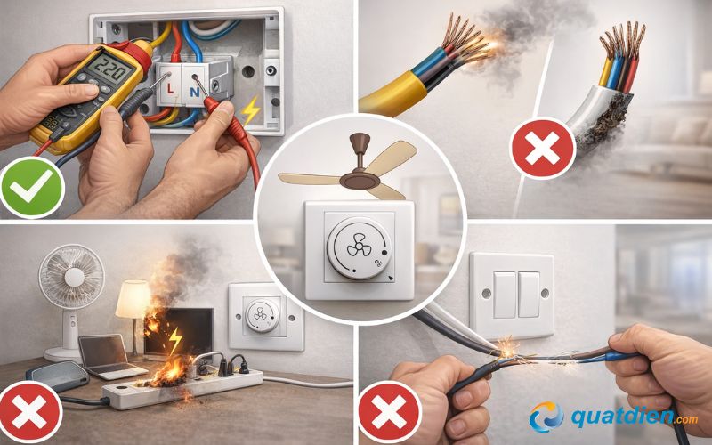 Các lưu ý rất quan trọng khi đấu công tắc quạt trần