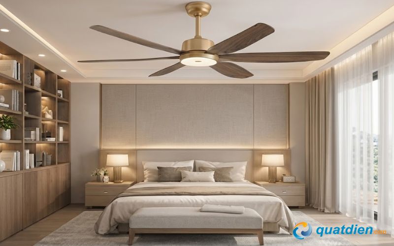 Mẫu quạt trần Nanoco NCF5462-GL gió đều và lan rộng