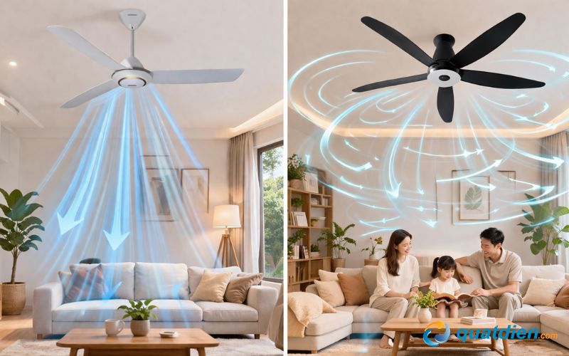 Sự khác biệt của quạt 3 cánh và quạt 5 cánh
