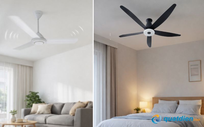 Độ ồn khi hoạt động của quạt 3 cánh và quạt 5 cánh