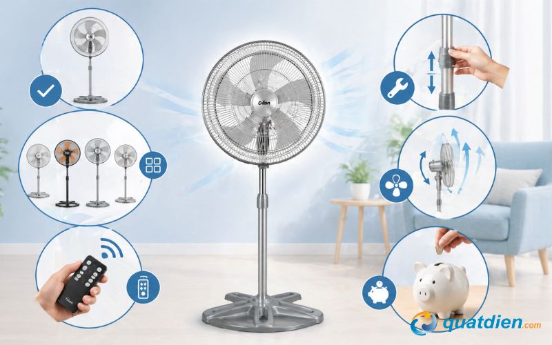 Đặc điểm nổi bật của quạt đứng Asia 5 cánh