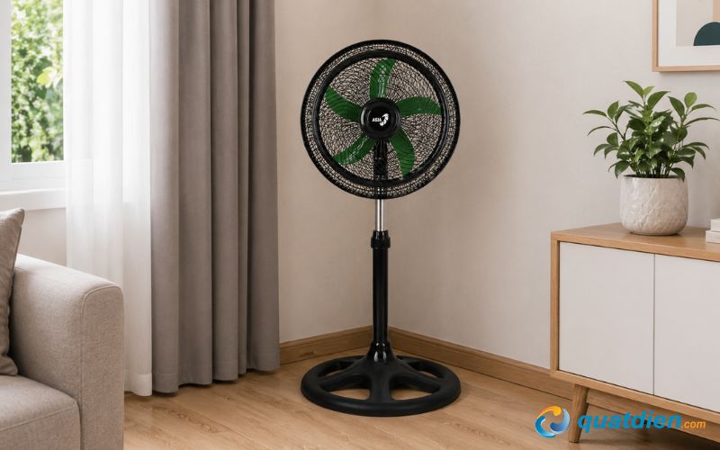Quạt đứng Asia 5 cánh xanh lồng kim loại đen mẫu VY589790