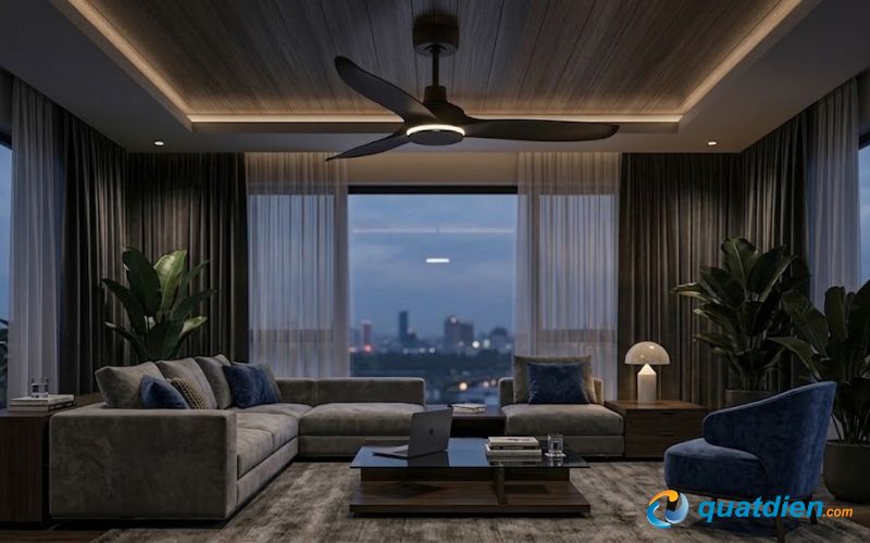 Quạt trần Nanoco NCF5462-PL – 6 cánh vân gỗ, gió rộng cho phòng khách