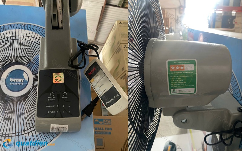 Nút ấn và điều khiển từ xa của quạt treo tường Benny FMW16 50W