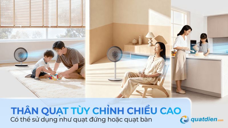 Quạt đứng Sharp PJ-CD114V-C điều chỉnh chiều cao linh hoạt