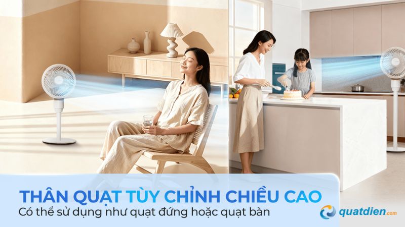 Quạt tuần hoàn Sharp PJ-CD603V-C thiết kế nhỏ gọn, chiều cao linh hoạt
