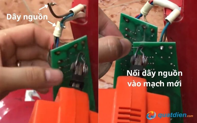 Xác định dây nguồn và vị trí nối dây nguồn vào mạch mới