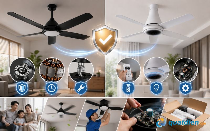 So sánh độ tiết kiệm điện quạt trần Panasonic của Mitsubishi