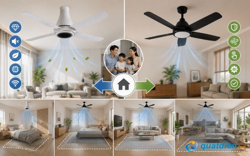 Độ bền của quạt trần Panasonic và Mitsubishi