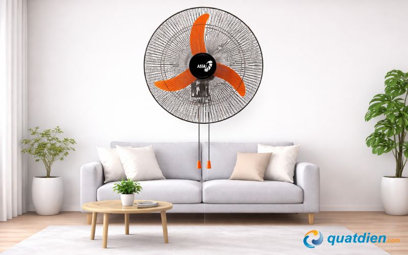 Quạt treo tường bán công nghiệp Asia 3 cánh đen cam mẫu VY557990