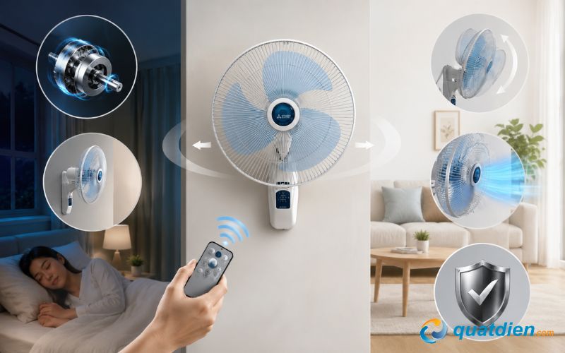 Các điểm nổi bật về quạt treo Mitsubishi điều khiển