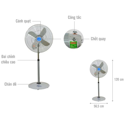 Quạt đứng công nghiệp Chinghai HS9299 4 cánh nhôm 145W-2