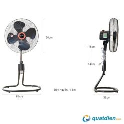 Quạt sàn rút Chinghai FF2318 4 cánh đen 108W